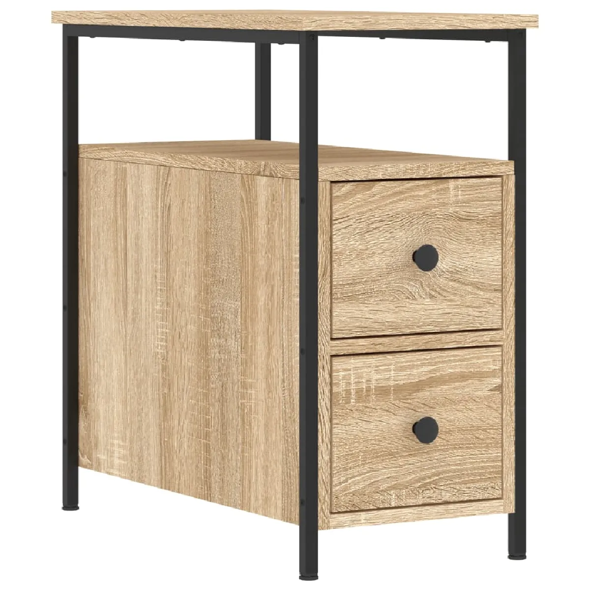 Table De Chevet Avec Deux Tiroirs Et Compartiment Ouvert 30 X 60 X 60 Dec033800