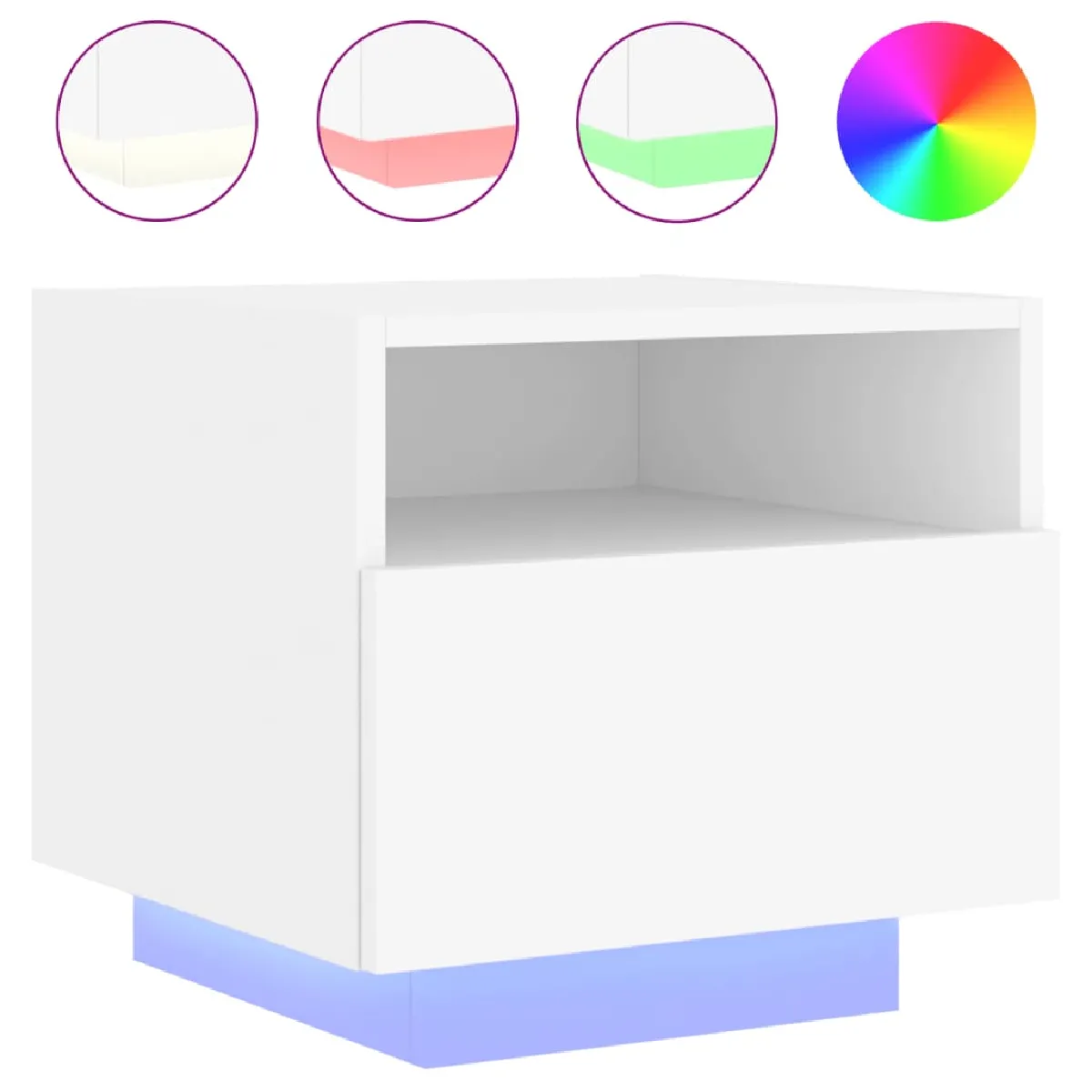 Table De Chevet Avec Lumières Led Avec Tiroir 40 X 39 X 37 Cm Dec033169