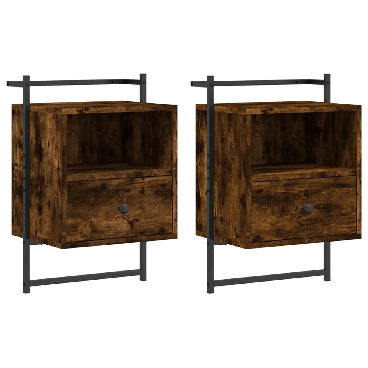 Lot De 2 Tables De Chevet Murale Avec Tiroir Et Compartiment 40 X 30 Dec034153