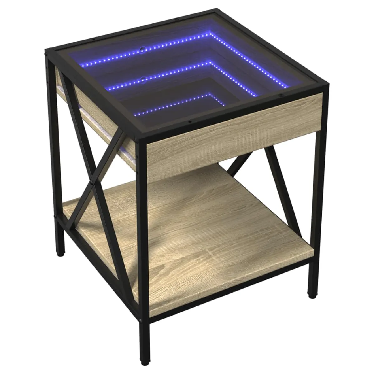 Table De Chevet Avec Miroir À Led Et Étagère 40 X 40 X 49 Dec033145