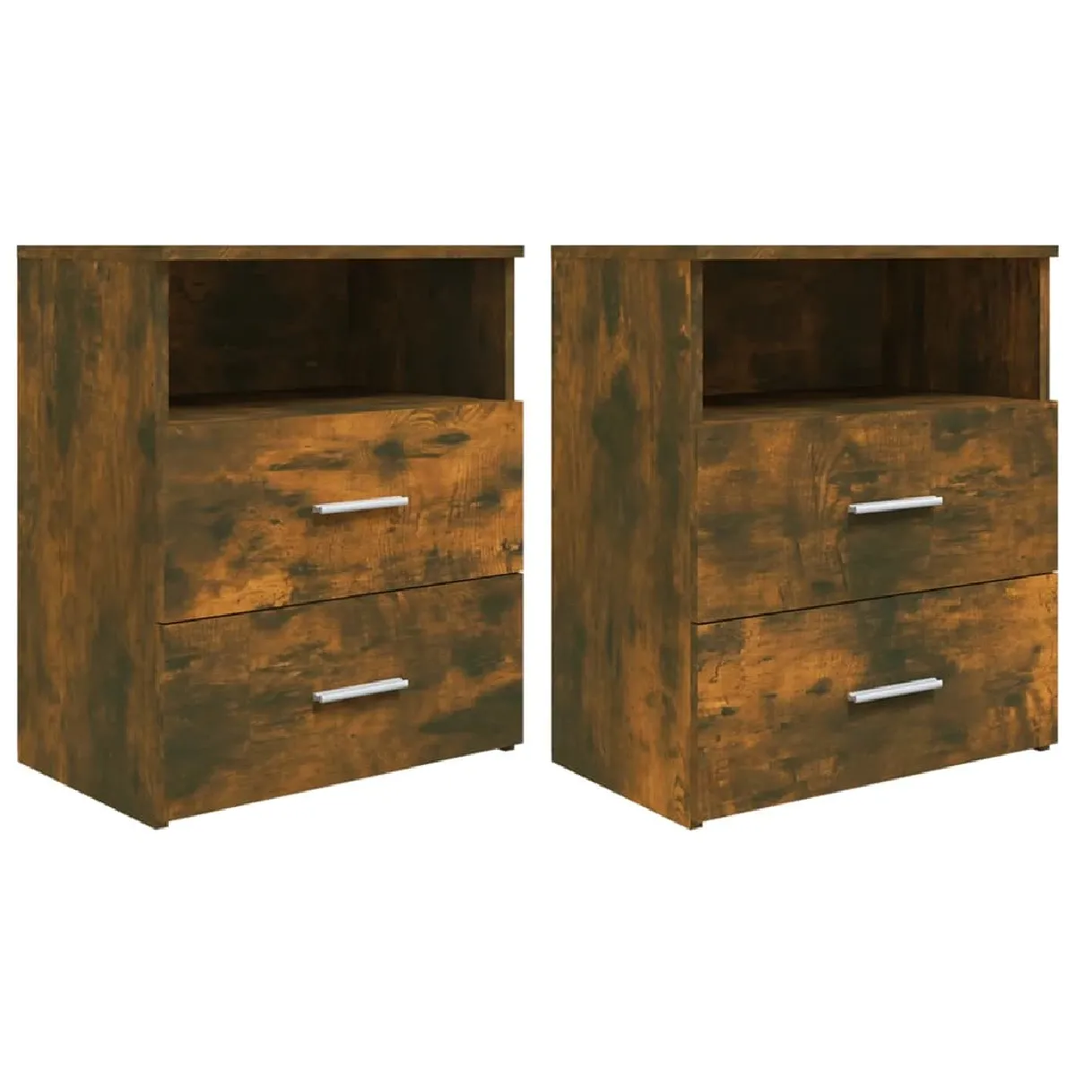 Lot De 2 Tables De Chevet Avec Deux Tiroirs Et Compartiment Ouvert 50 X Dec035146