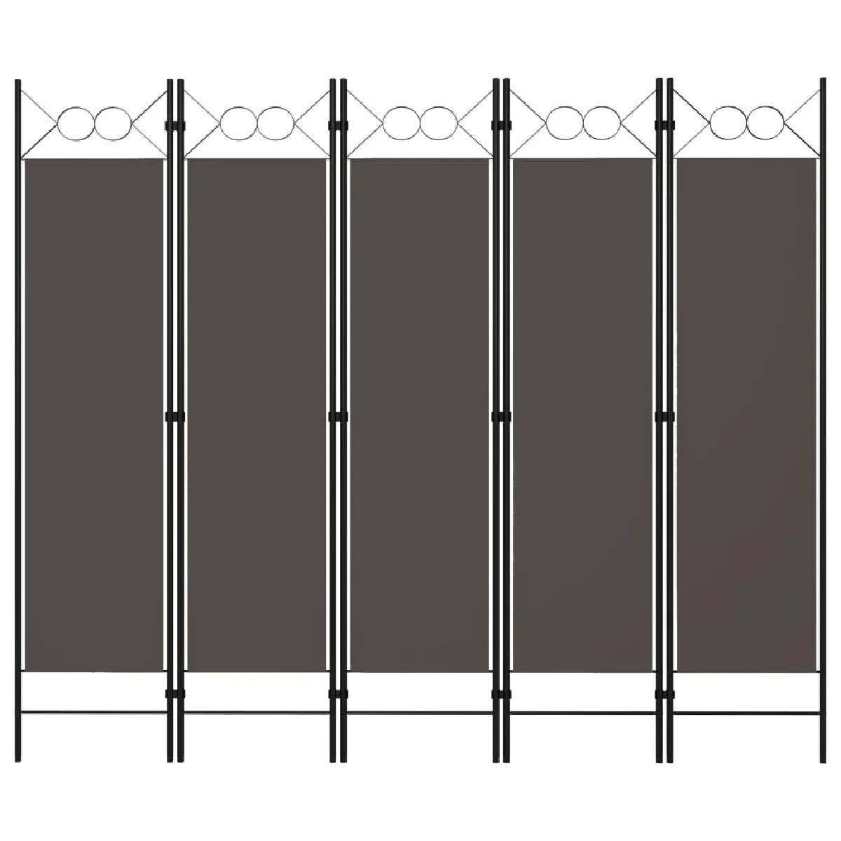 Paravent Séparateur De Pièce Cloison 5 Panneaux 200 X 180 Cm Tissu Anthracite Et Dec030928