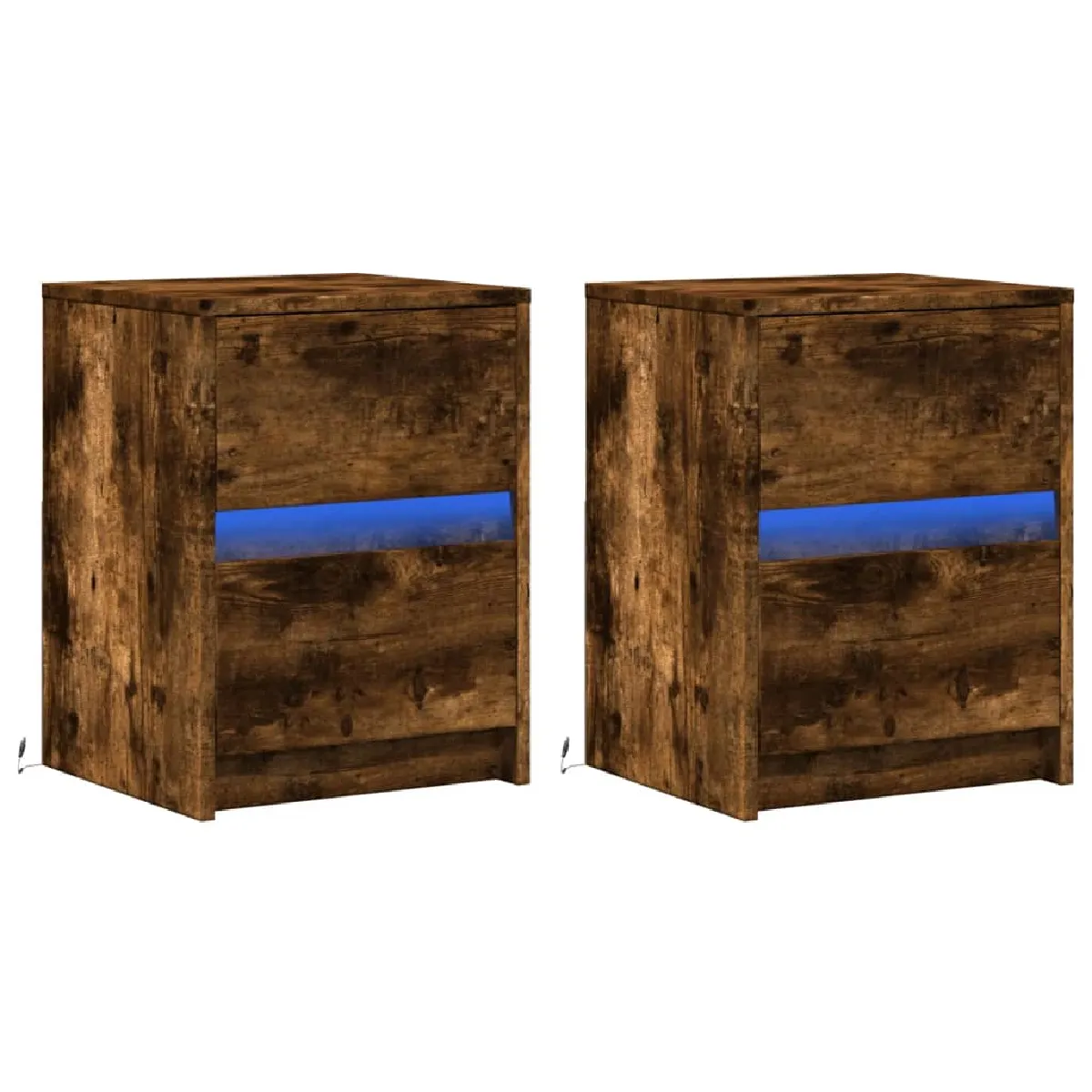 Lot De 2 Tables De Chevet Avec Tiroirs Et Led 38 X 34 X Dec032840