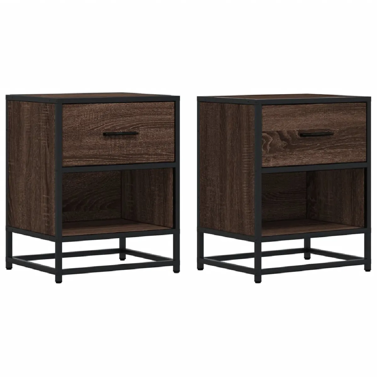 Lot De 2 Tables De Chevet Avec Tiroir Et Compartiment Ouvert 40 X 31 Dec035161