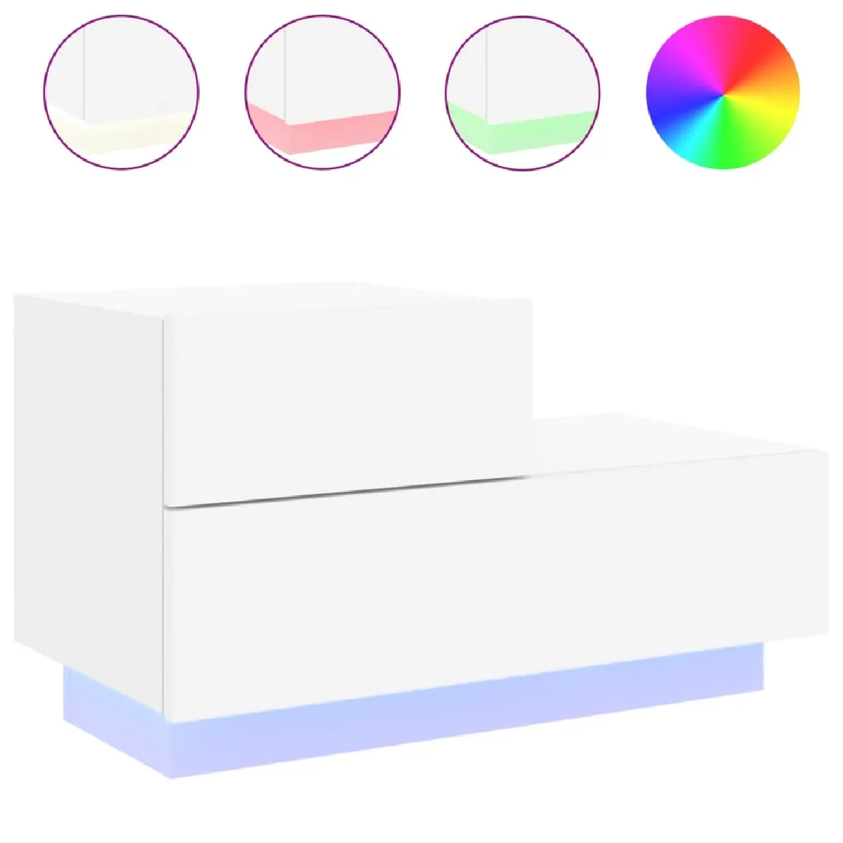 Table De Chevet Avec Lumières Led Avec Espace De Rangement 70 X 36 X Dec033172