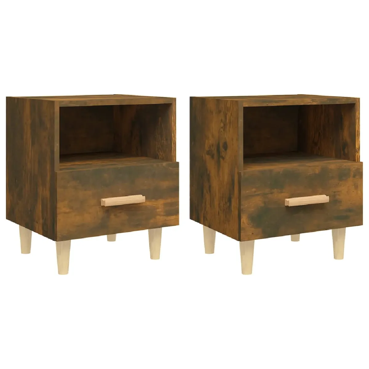 Lot De 2 Tables De Chevet Avec Tiroir Et Compartiment Ouvert 40 X 35 Dec035086