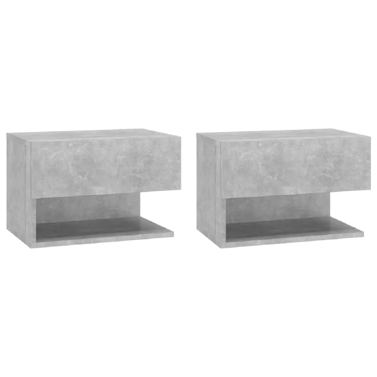 Lot De 2 Tables De Chevet Murales Avec Tiroir Et Étagère En Bois D'ingénierie Dec036079