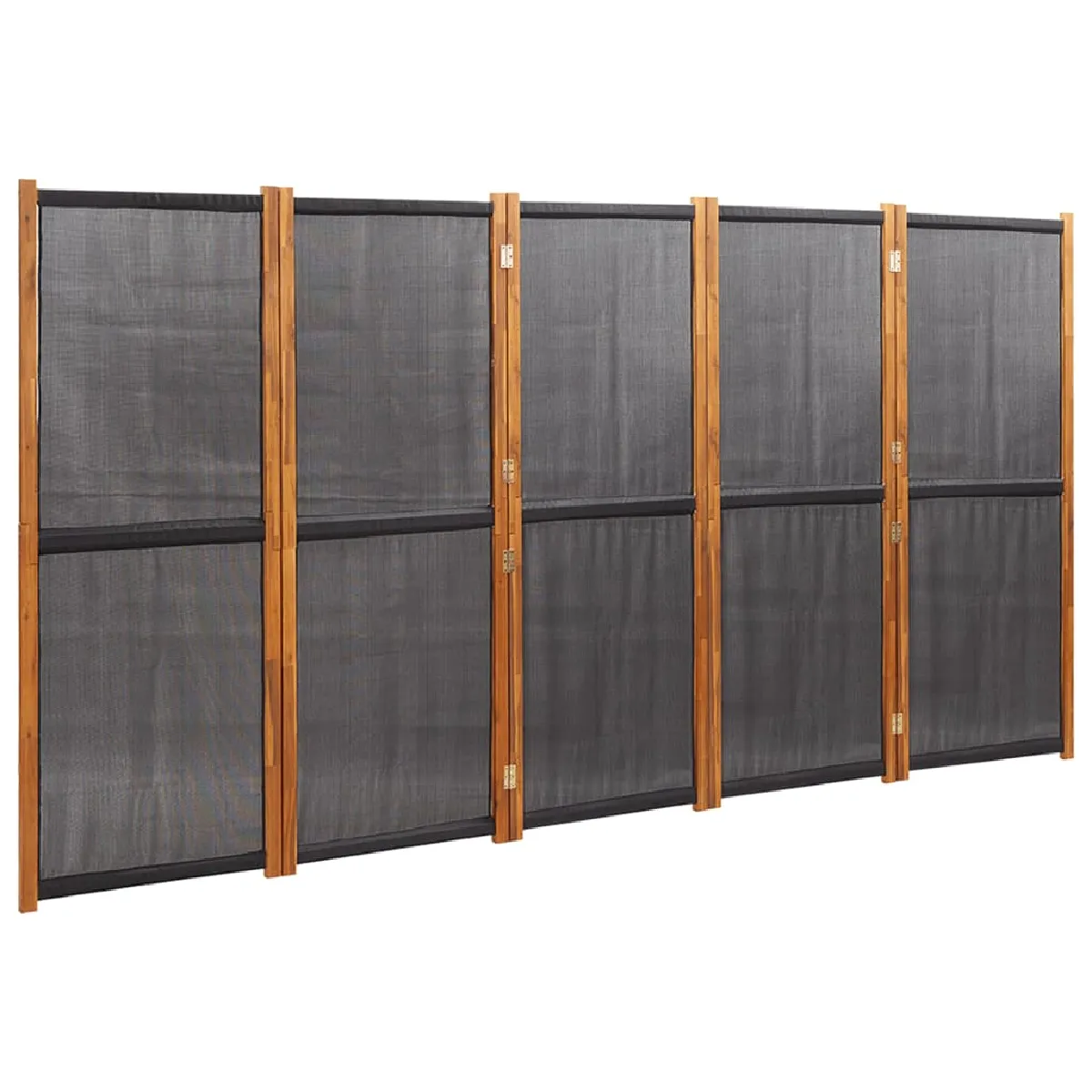 Paravent Séparateur De Pièce Cloison 5 Panneaux X Noir 350 X 180 Cm Textilène Dec031018