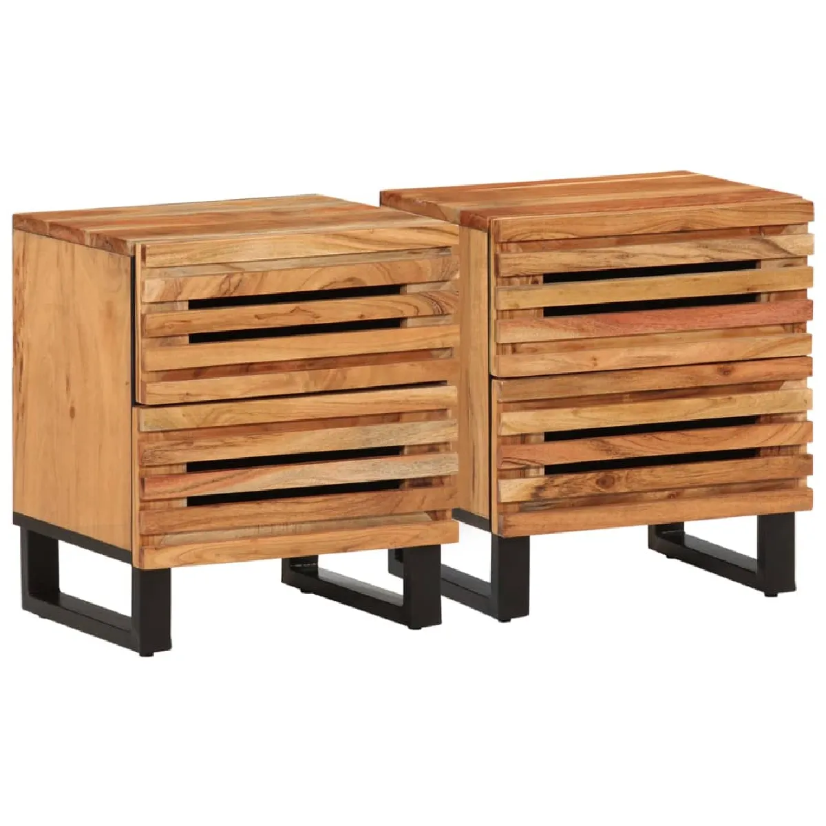 Lot De 2 Tables De Chevet Avec Tiroirs 40 X 34 X 46 Cm Dec034792