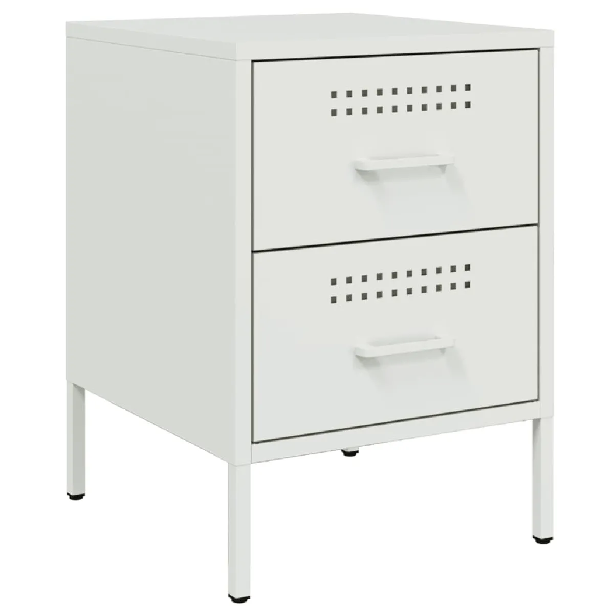 Table De Chevet Avec Deux Tiroirs 36 X 39 X 50,5 Cm Acier Blanc Dec033307