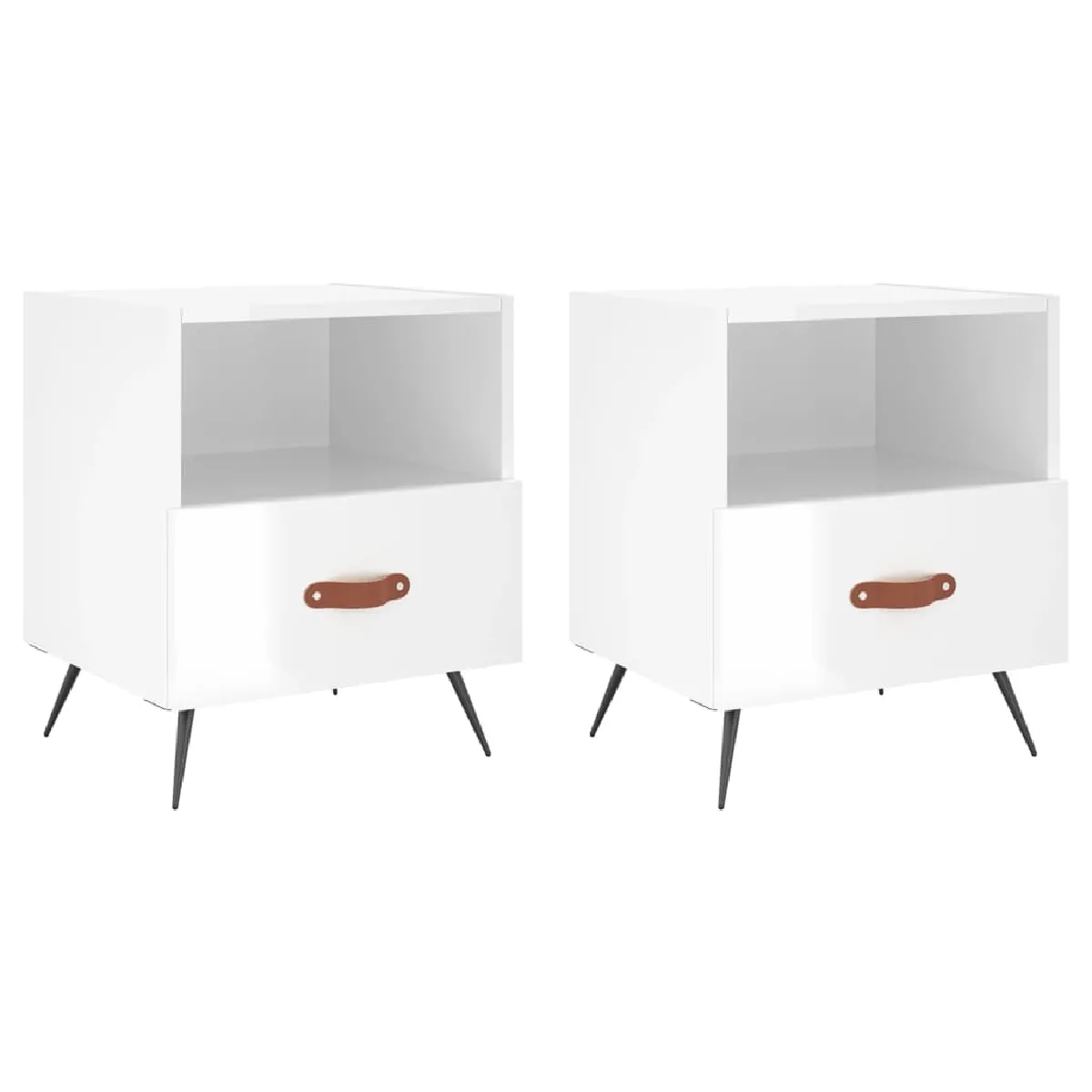 Lot De 2 Tables De Chevet Avec Tiroir Et Compartiment Ouvert 40 X 35 Dec034992