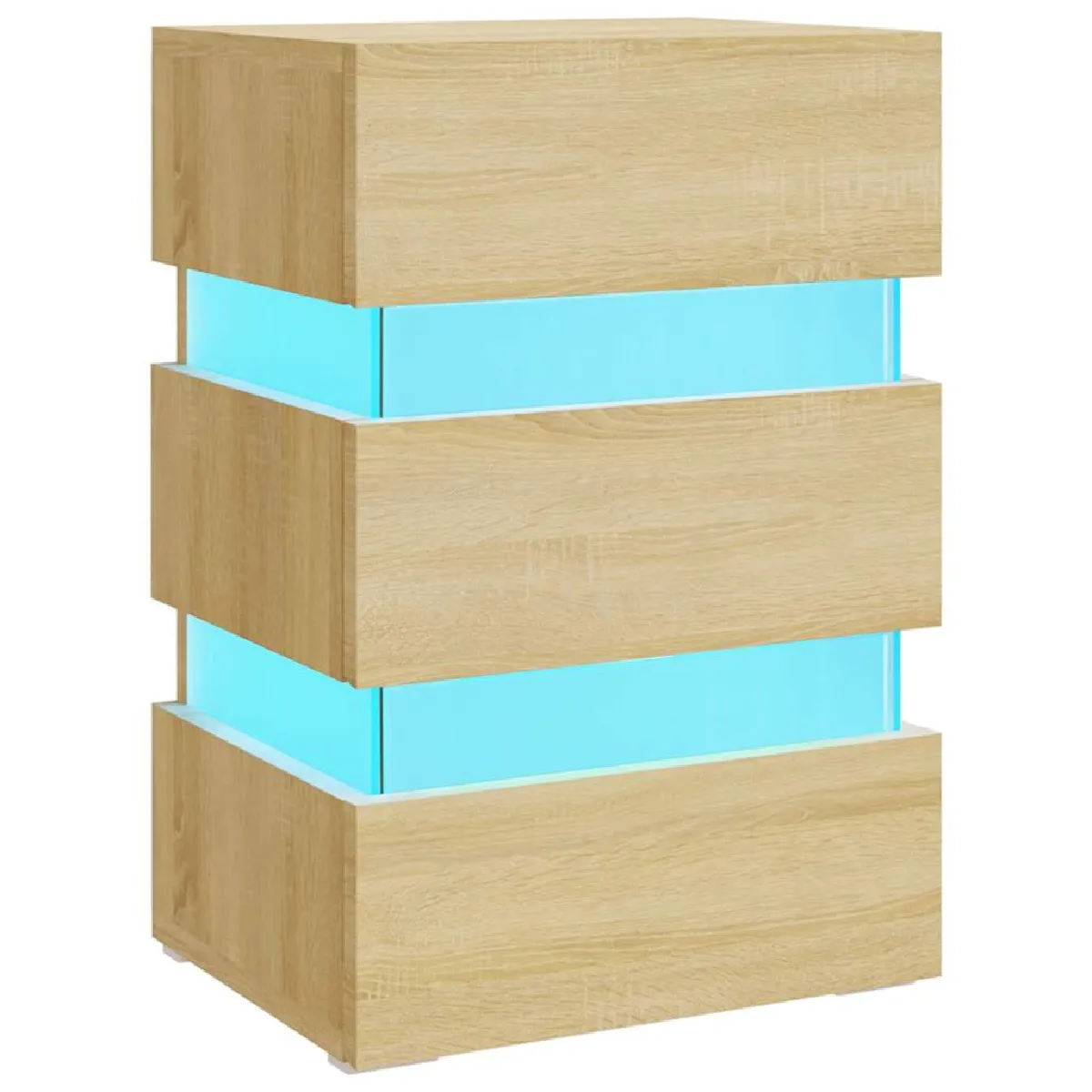 Table De Chevet Avec Lumières Led Et Tiroirs 45 X 35 X 67cm Bois Dec034740