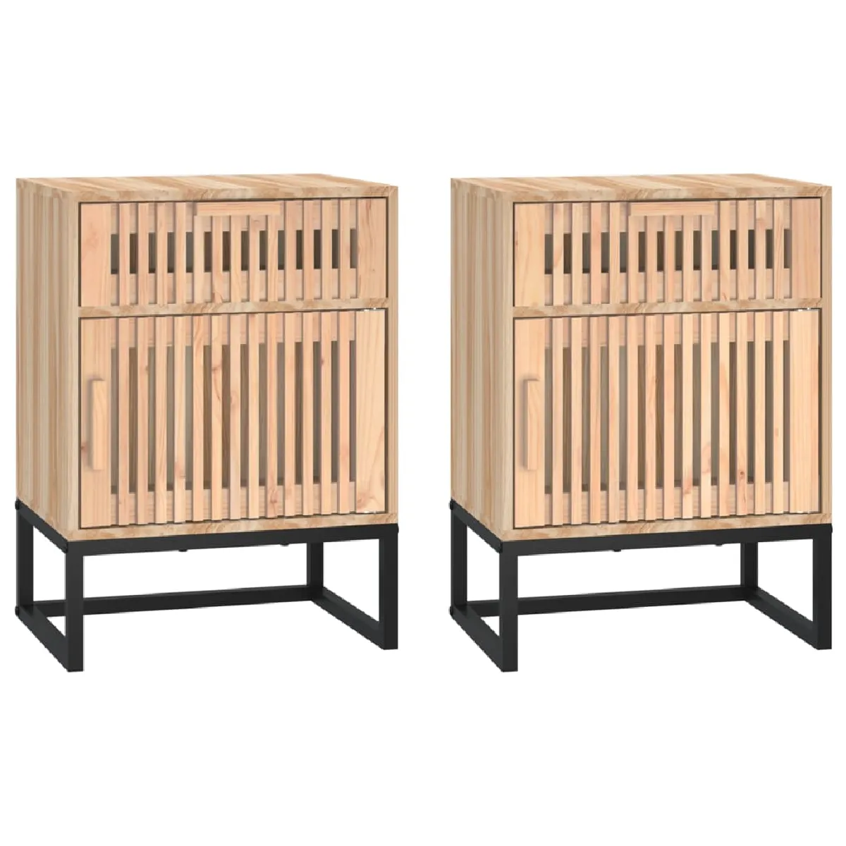 Lot de 2 Tables de Chevet Scandinaves avec Tiroir et Compartiment de Rangement en Bois d'Ingénierie