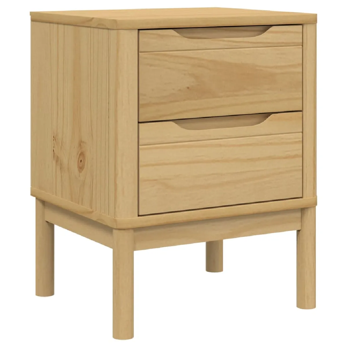 Table De Chevet Avec Deux Tiroirs 45 X 39 X 57cm Bois De Pin Dec033914