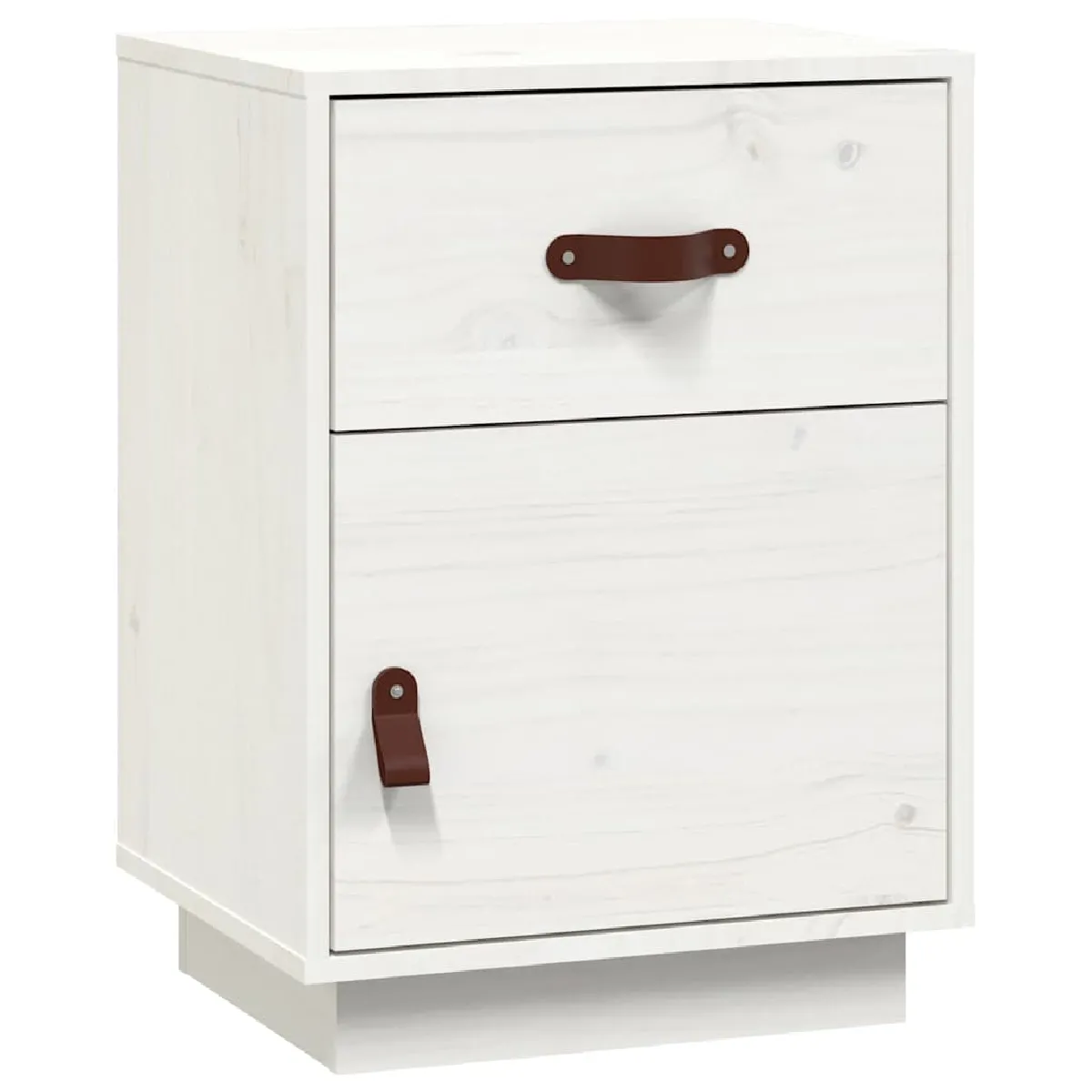 Table De Chevet Avec Tiroir Et Compartiment 40x34x55 Cm Bois De Pin Blanc Dec033351