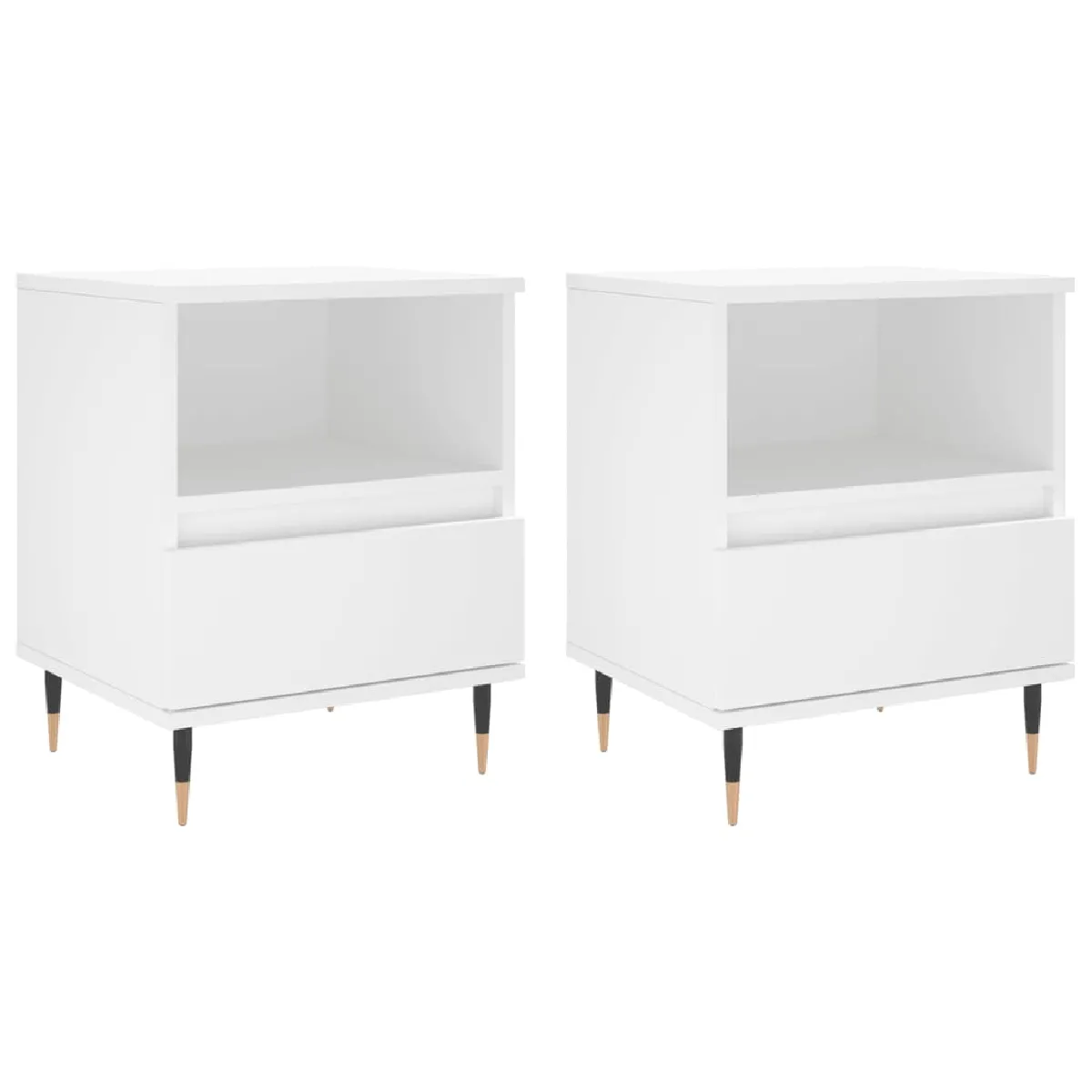 Lot De 2 Tables De Chevet Avec Compartiment Ouvert Et Tiroir 40 X 35 Dec034940
