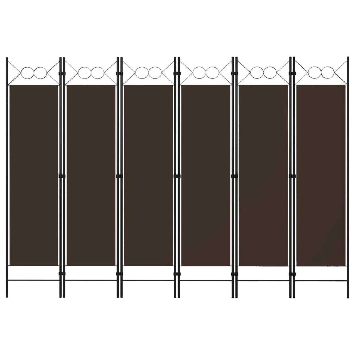 Paravent Séparateur De Pièce Cloison 6 Panneaux 240 X 180 Cm Tissu Marron Et Dec031082