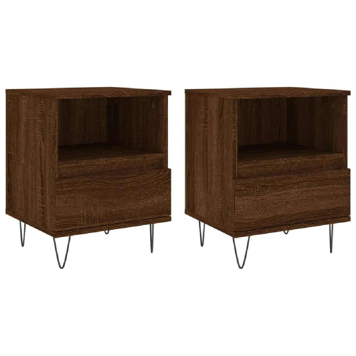 Lot De 2 Tables De Chevet Avec Compartiment Ouvert Et Tiroir 40 X 35 Dec035183