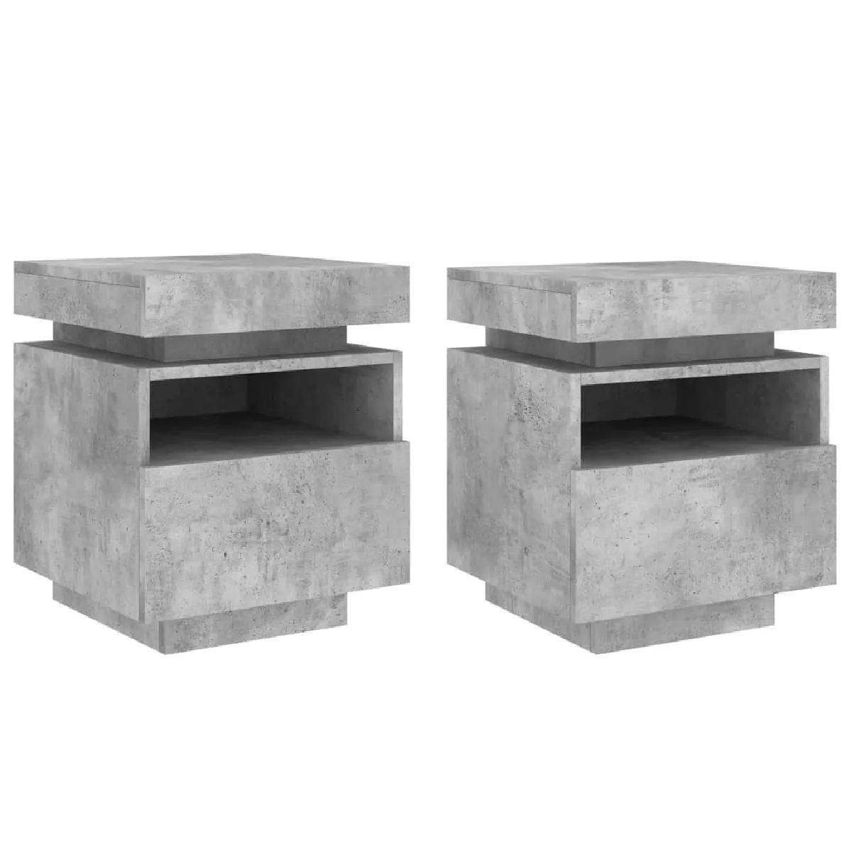 Lot De 2 Tables De Chevet Avec Tiroirs Et Lumières Led Rvb 40 X Dec032832