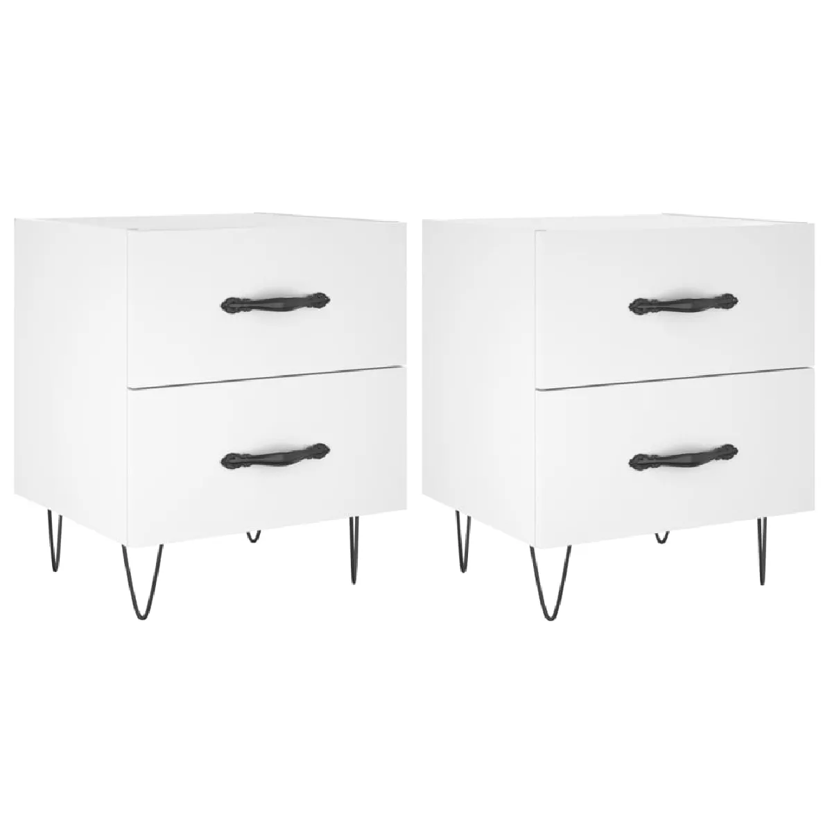 Lot De 2 Tables De Chevet Avec Tiroirs 40 X 35 X 47,5 Cm Dec034918
