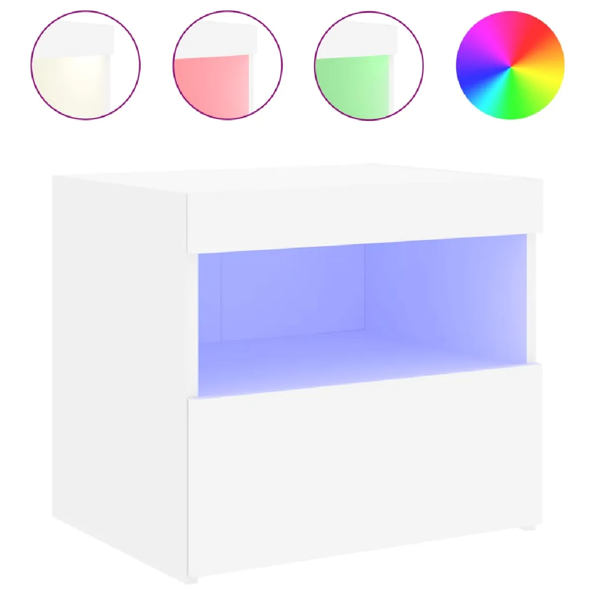 Table De Chevet Avec Lumières Led Avec Tiroir 50 X 40 X 45 Cm Dec033170