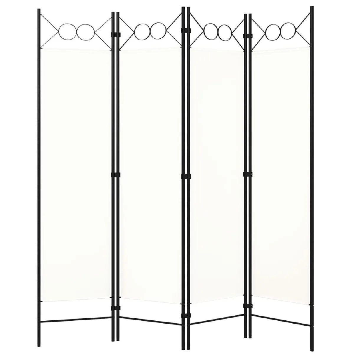 Paravent Séparateur De Pièce Cloison 4 Panneaux 160 X 180 Cm Tissu Blanc Et Dec030836