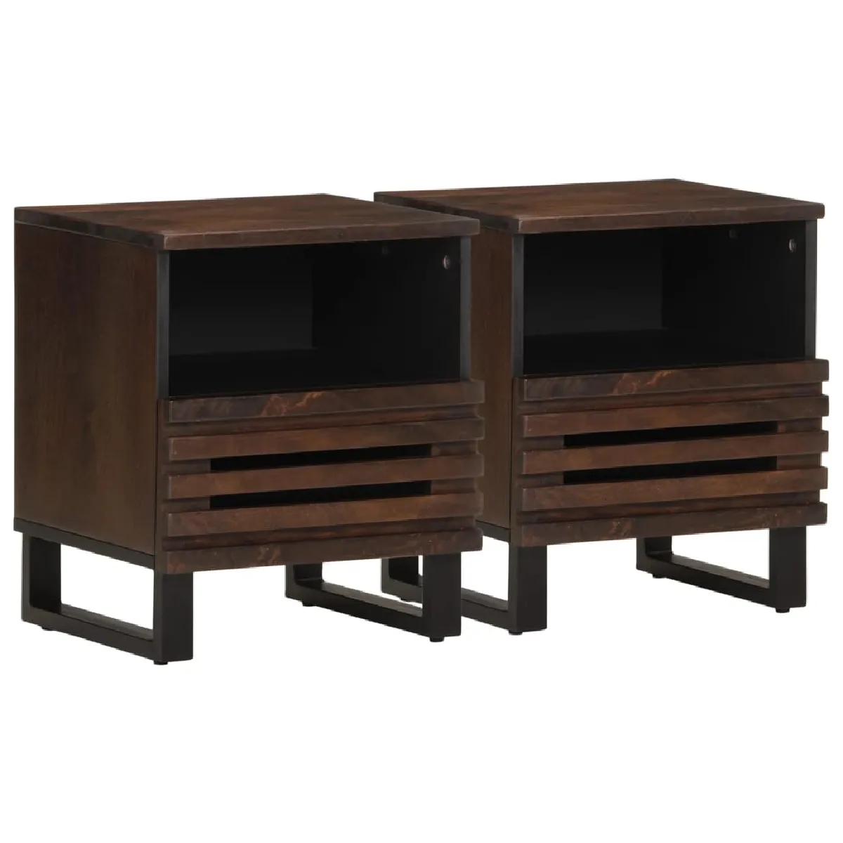 Lot De 2 Tables De Chevet Avec Tiroir Et Compartiment Ouvert 40 X 34 Dec034795