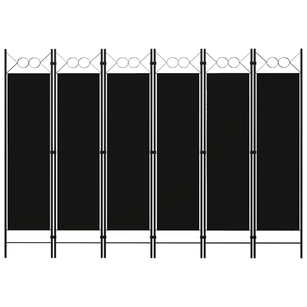 Paravent Séparateur De Pièce Cloison 6 Panneaux 240 X 180 Cm En Tissu Noir Dec031114