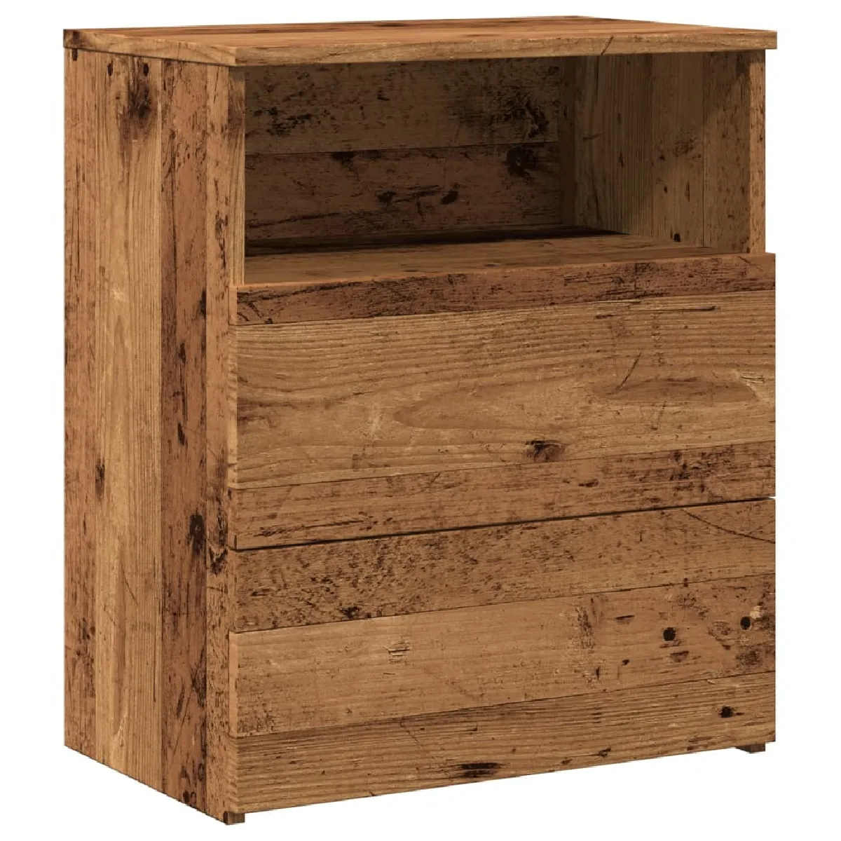 Table de Chevet avec 2 Tiroirs et Compartiment Ouvert en Bois d'Ingénierie 50 x 32 cm