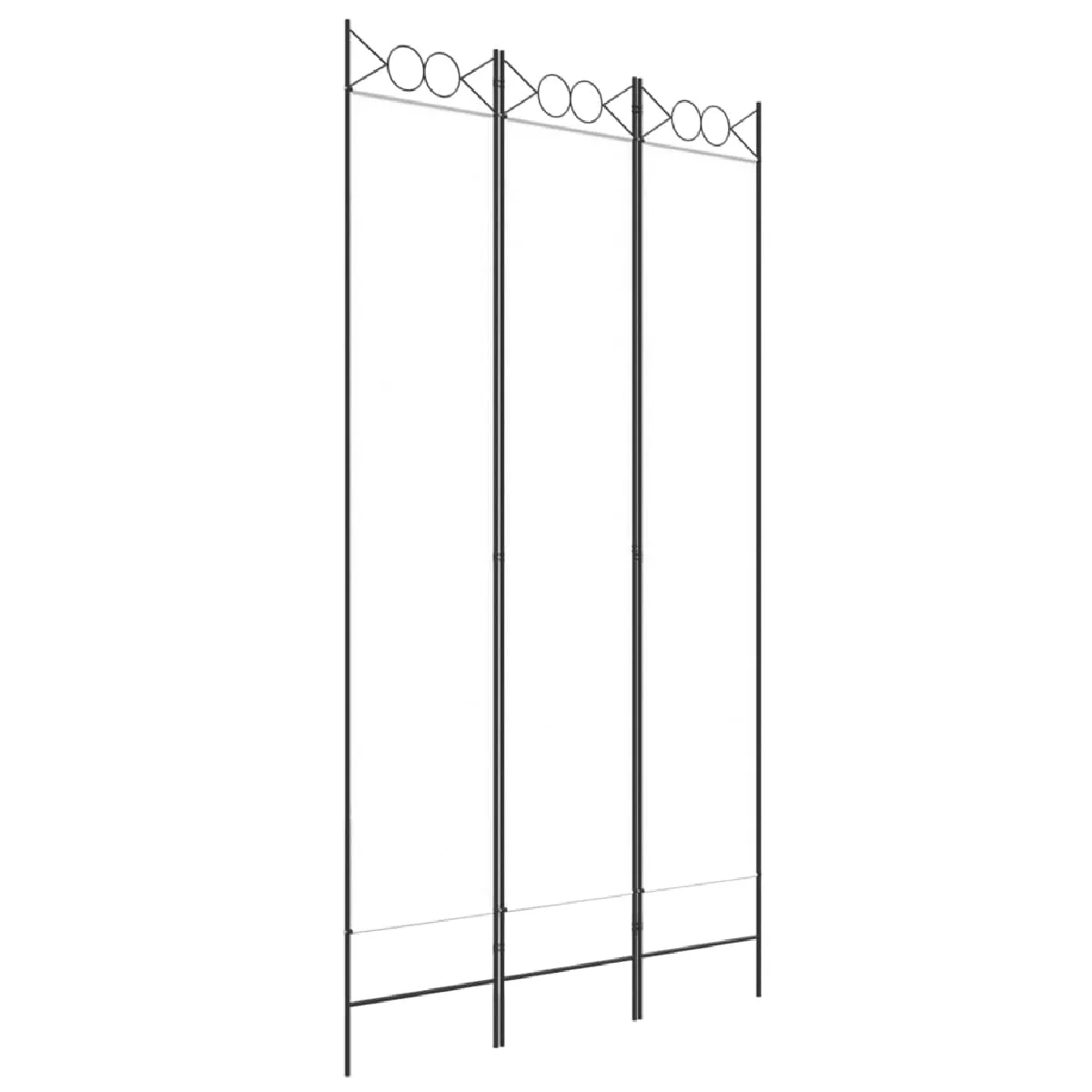 Paravent Séparateur De Pièce Cloison 3 Panneaux 120 X 220 Cm Tissu Blanc Et Dec030737
