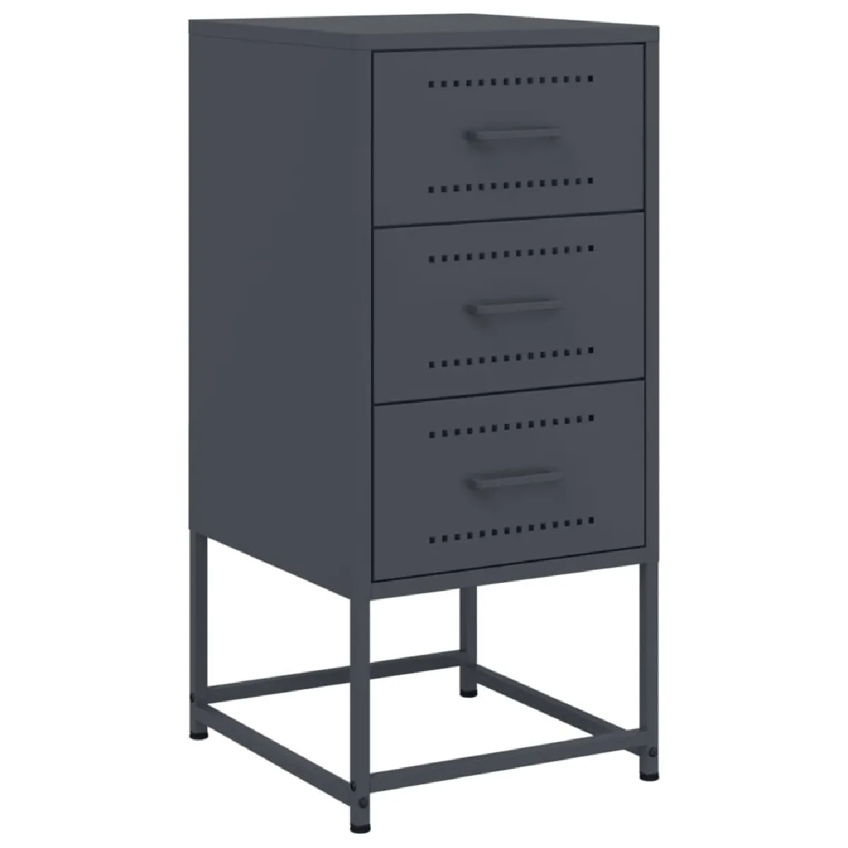 Table De Chevet Avec 3 Tiroirs 36 X 39 X 78 Cm Acier Anthracite Dec033107