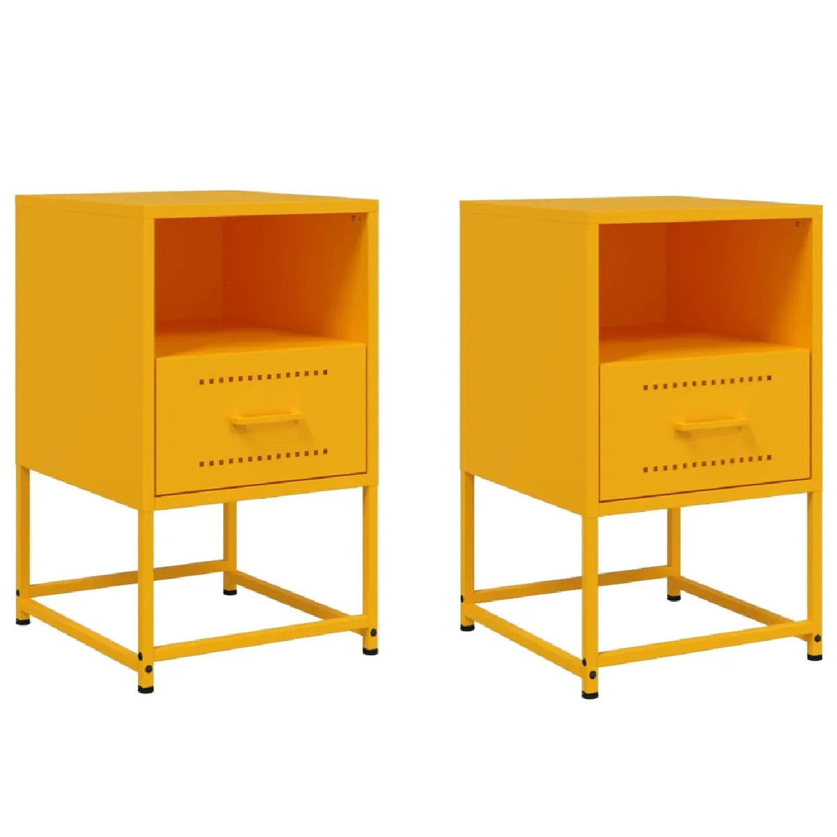 Lot de 2 Tables de Chevet Industrielles Jaune Moutarde 36 x 39 cm - Set de 2 Dec035430