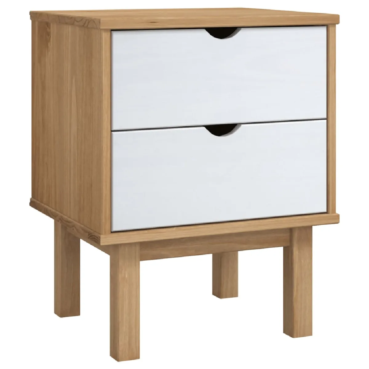 Table De Chevet Avec Deux Tiroirs 45 X 39 X 57cm Bois Pin Massif Dec034541