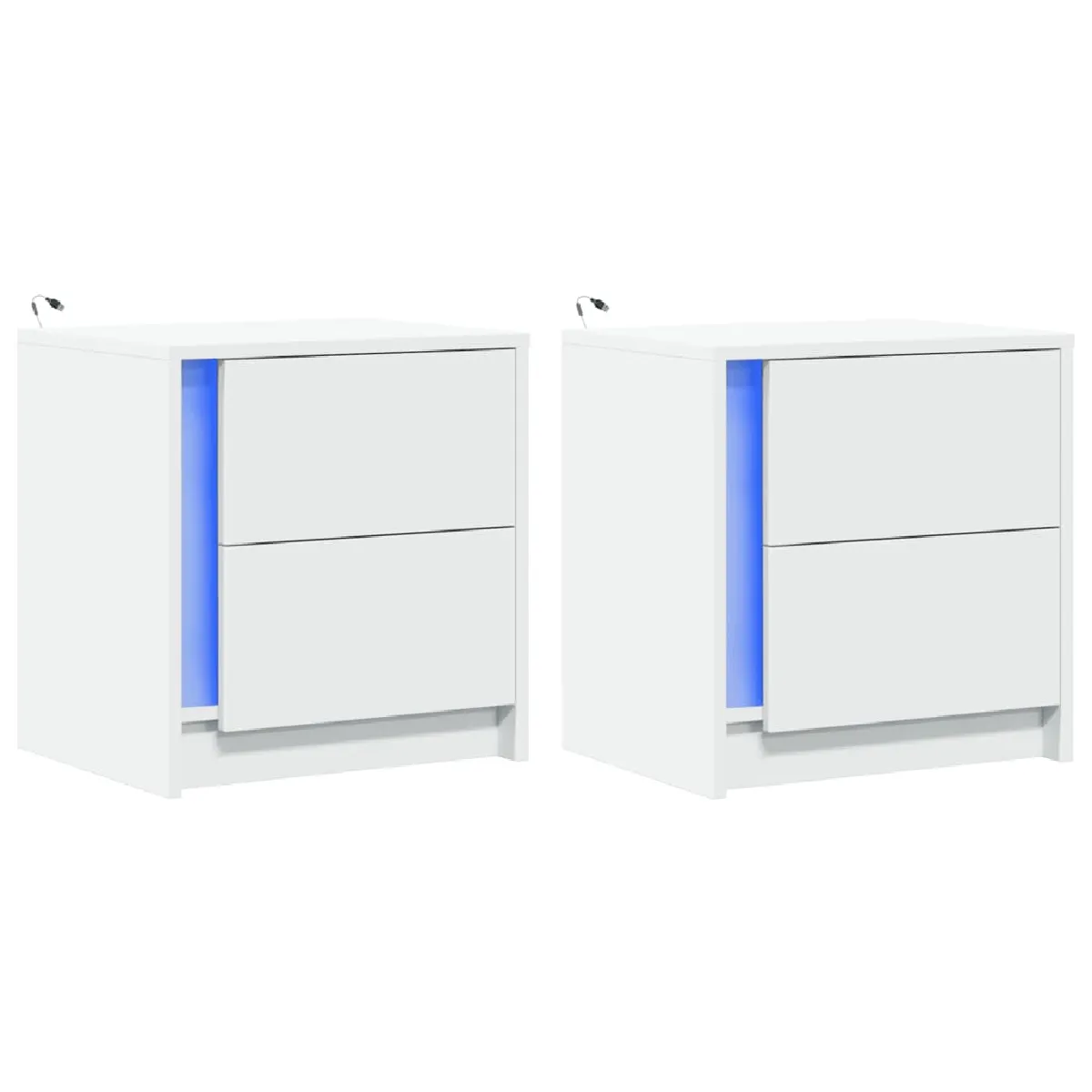 Lot De 2 Tables De Chevet Avec Tiroirs Et Led 43 X 34 X Dec032871