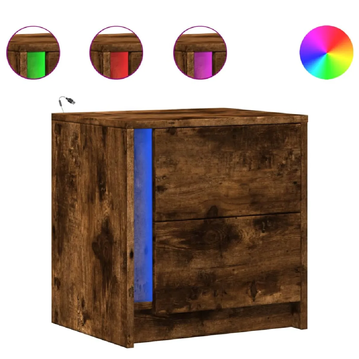 Table De Chevet Avec Tiroir Et Led 43 X 34 X 45 Cm En Dec032792