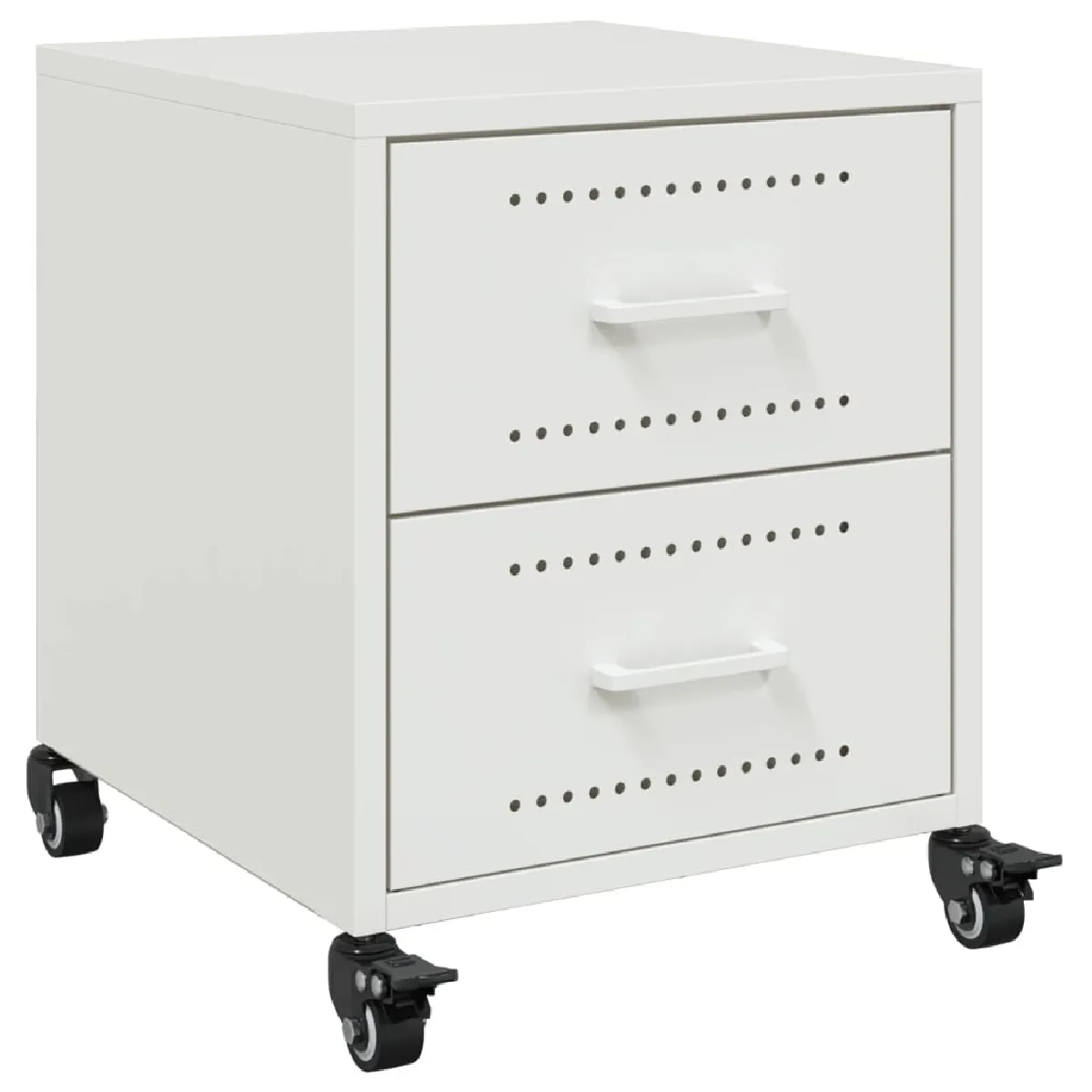 Table De Chevet Sur Roulettes Avec Deux Tiroirs 36 X 39 X 43,5 Cm Dec033303