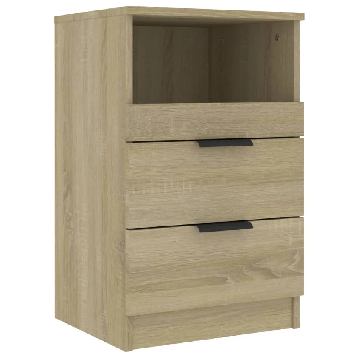 Table de Chevet avec 2 Tiroirs et Compartiment Ouvert Chêne Sonoma 40 x 36 x 65 cm