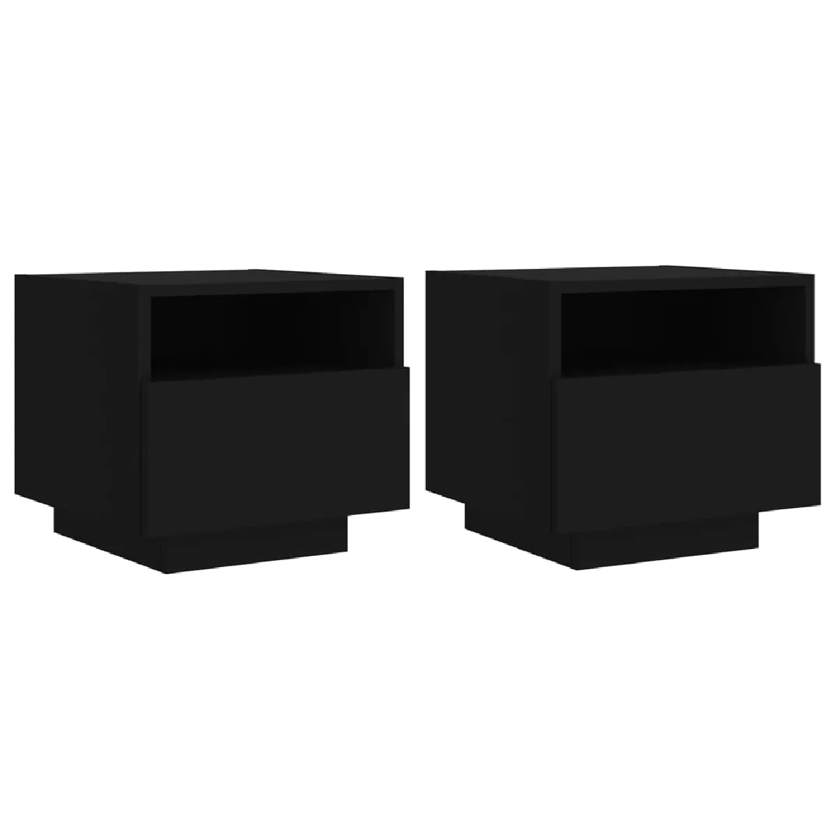 Lot De 2 Tables De Chevet Avec Tiroirs Et Lumières Led Rvb 40 X Dec032834