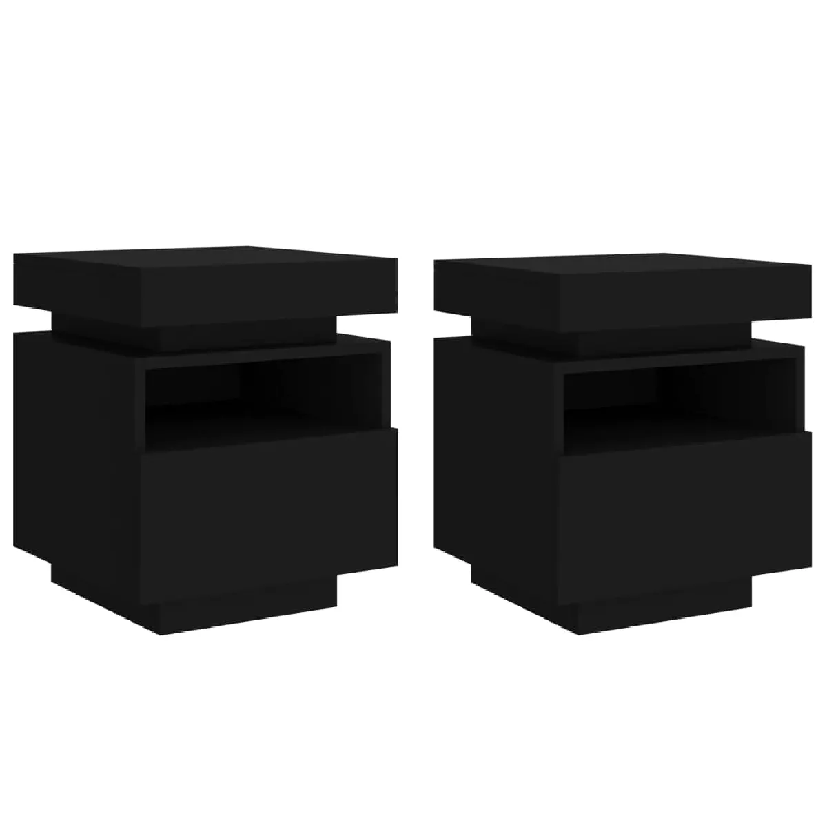 Lot De 2 Tables De Chevet Avec Tiroirs Et Lumières Led Rvb 40 X Dec032835