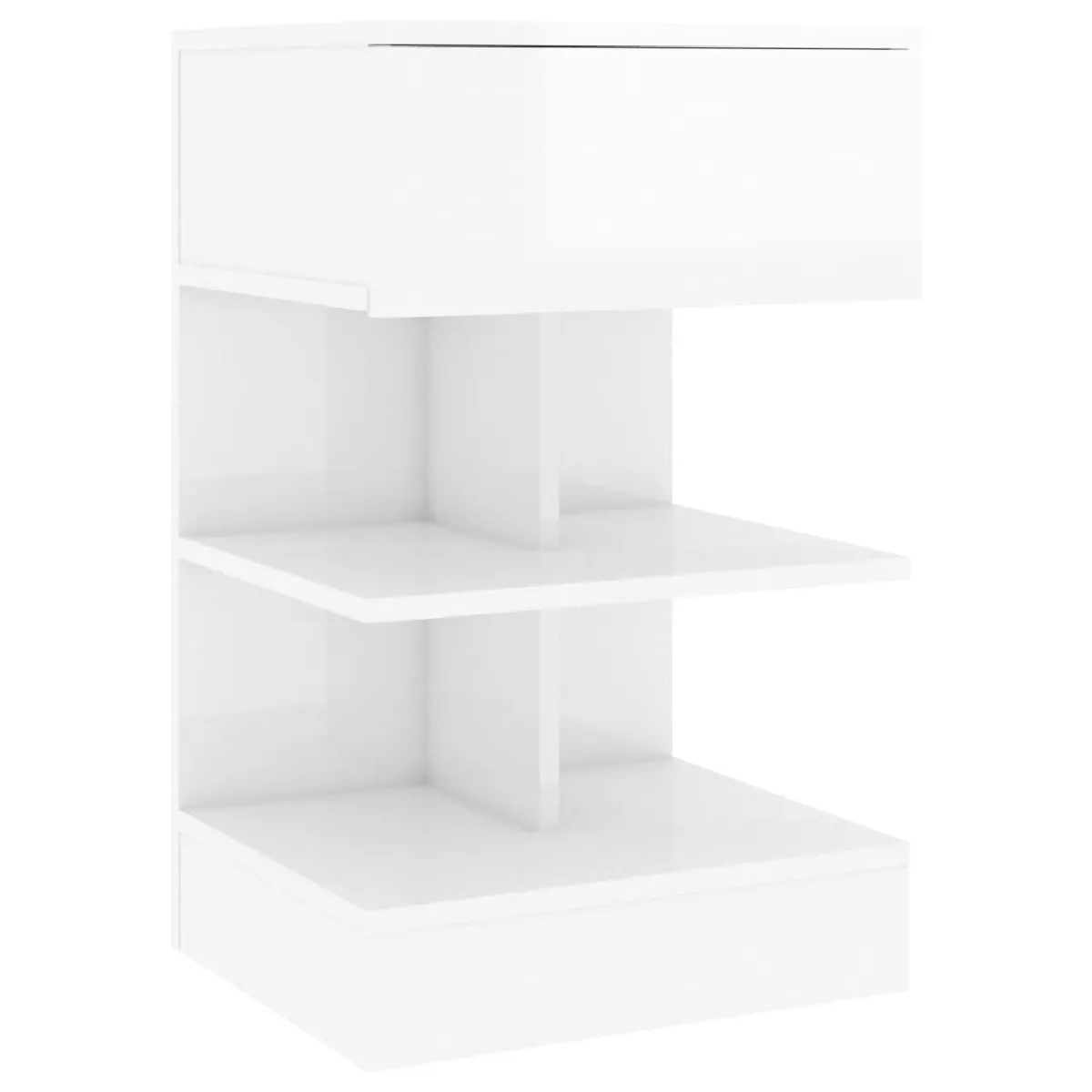 Table De Chevet Avec Tiroir Et Étagères 40 X 35 X 65 Cm Bois Dec033477
