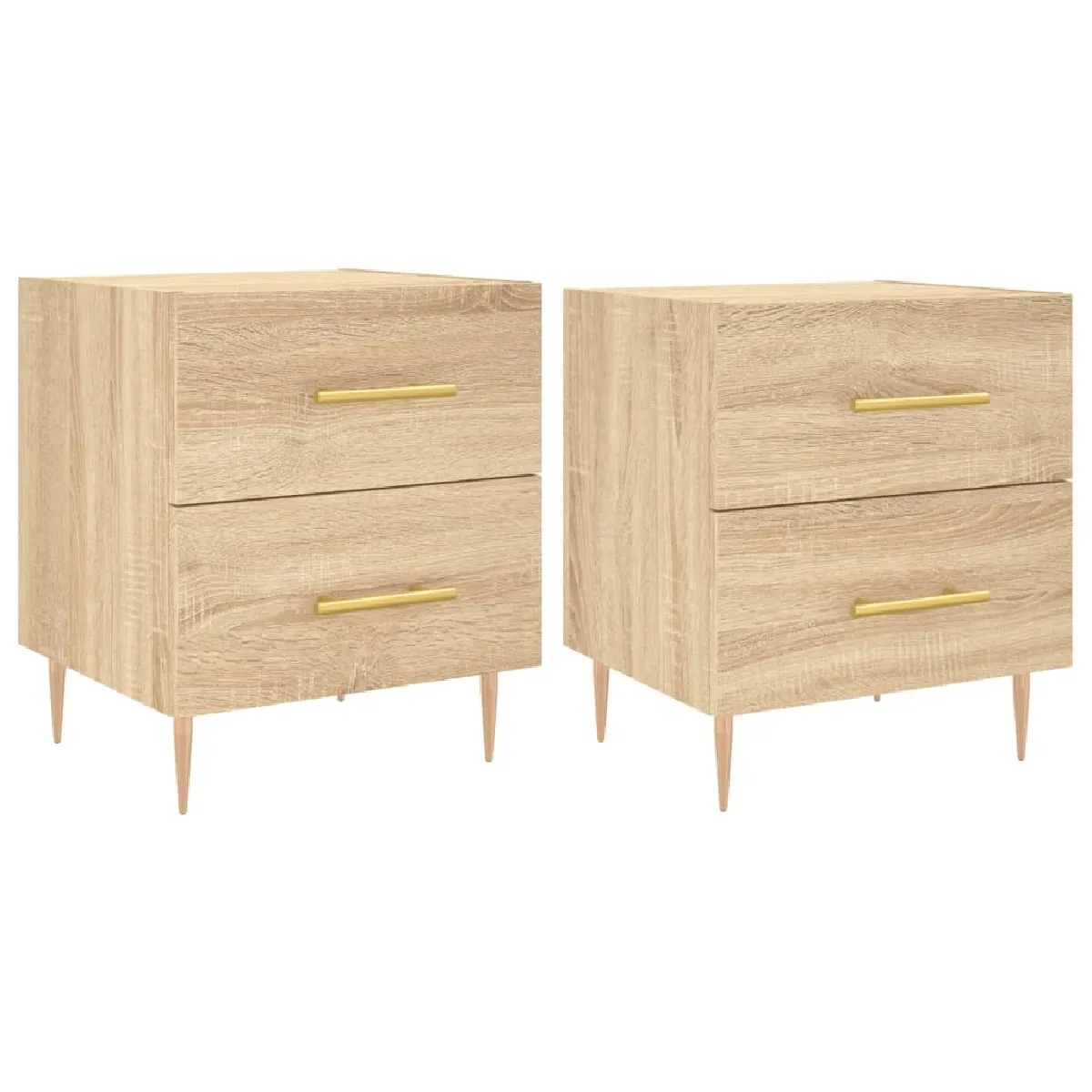 Lot De 2 Tables De Chevet Avec Deux Tiroirs 40 X 35 X 47,5 Dec035243