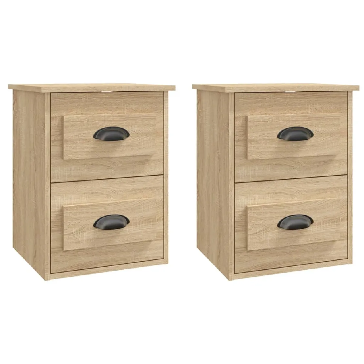 Lot De 2 Tables De Chevet Murales Avec Deux Tiroirs 41,5 X 36 X Dec036071