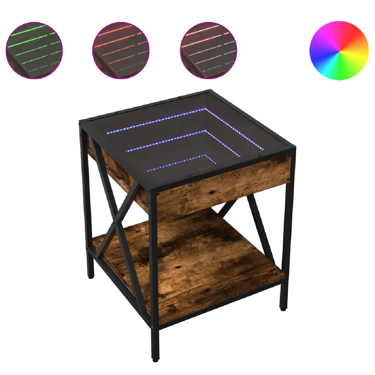 Table De Chevet Avec Miroir À Led Et Étagère 40 X 40 X 49 Dec033131