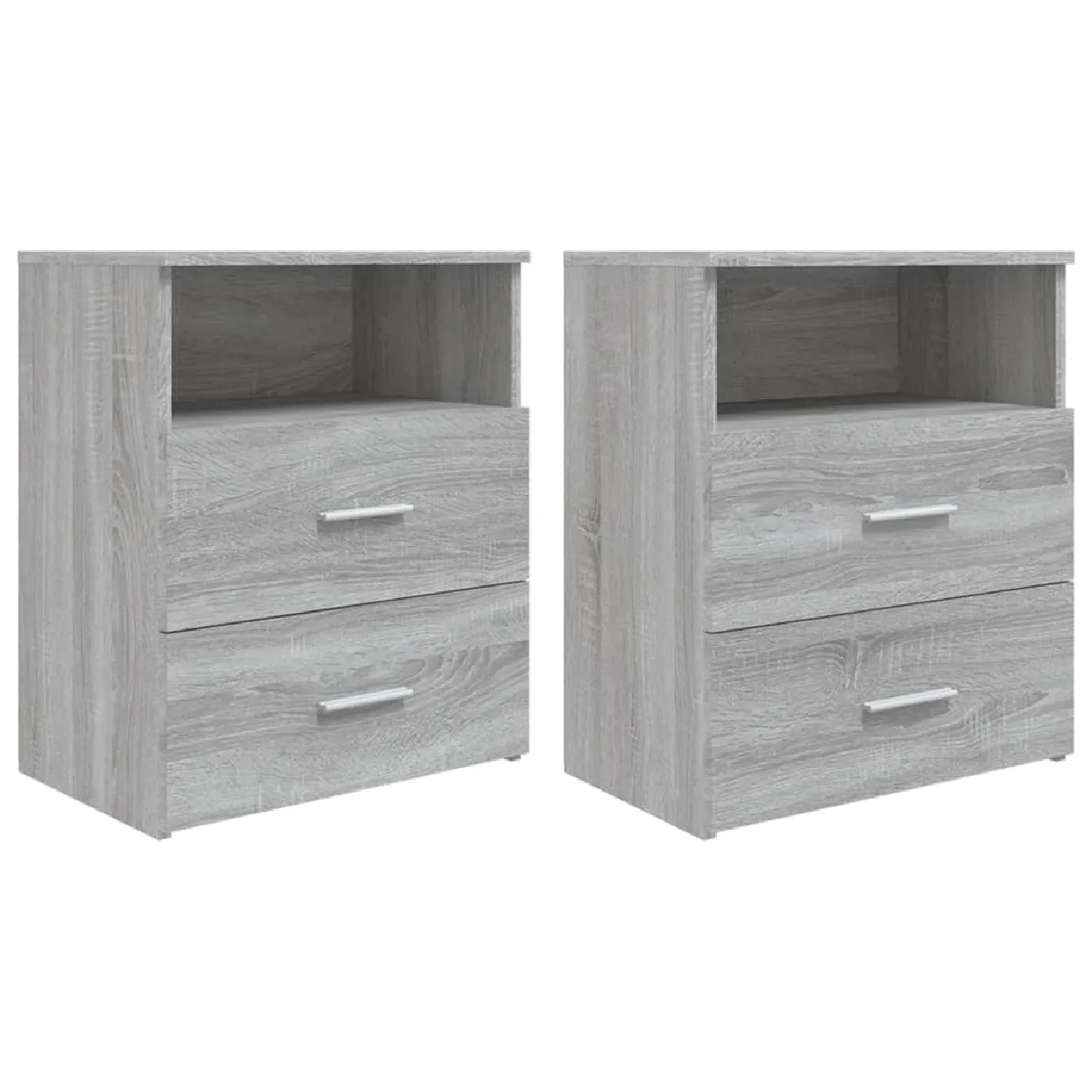 Lot De 2 Tables De Chevet Avec Deux Tiroirs Et Compartiment Ouvert 50 X Dec035746