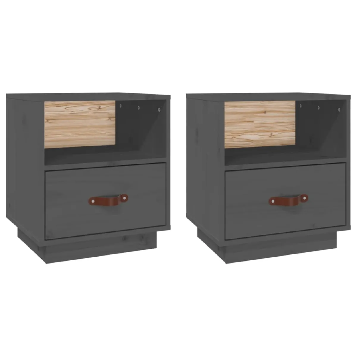 Lot De 2 Tables De Chevet Avec Tiroir Et Compartiment Ouvert 40 X 34 Dec035323