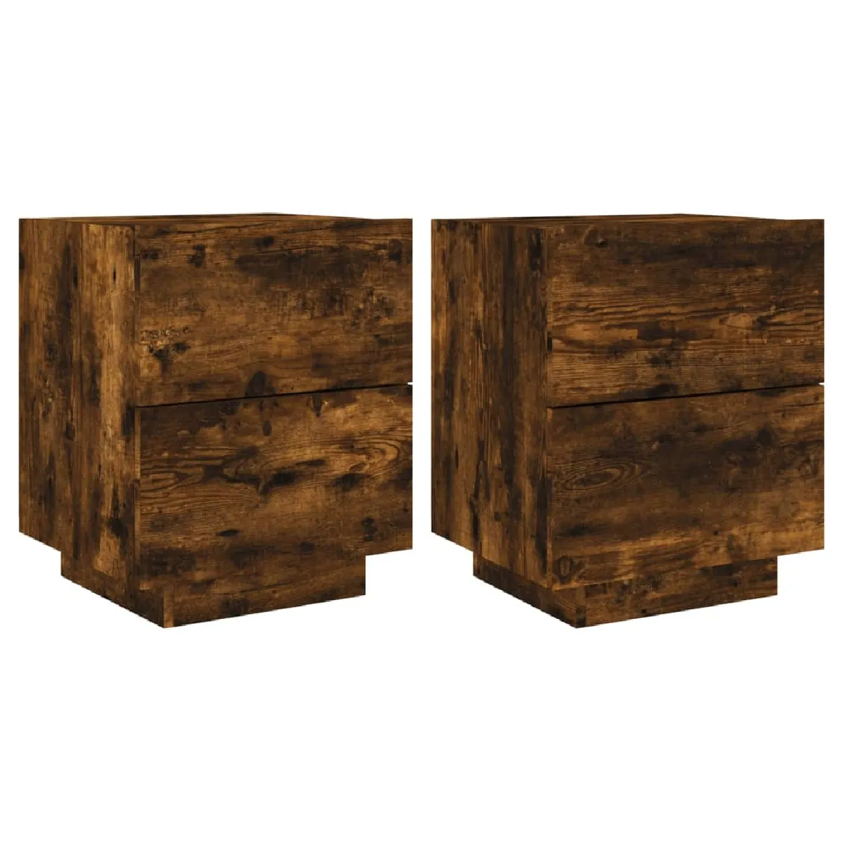 Lot De 2 Tables De Chevet Avec Tiroirs Et Led 45 X 40 X Dec032838