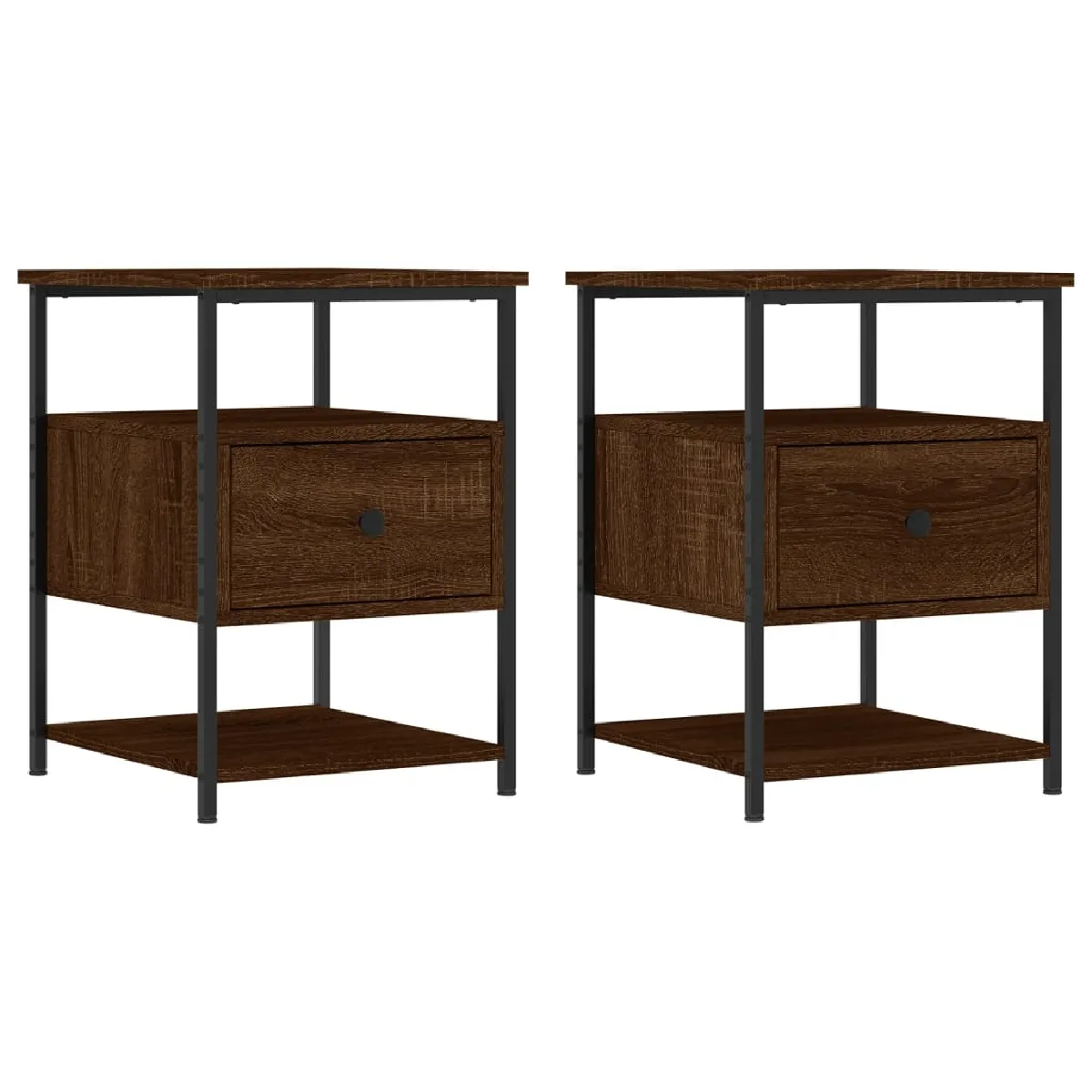 Lot De 2 Tables De Chevet Avec Tiroir Et Étagère 40 X 42 X Dec035860
