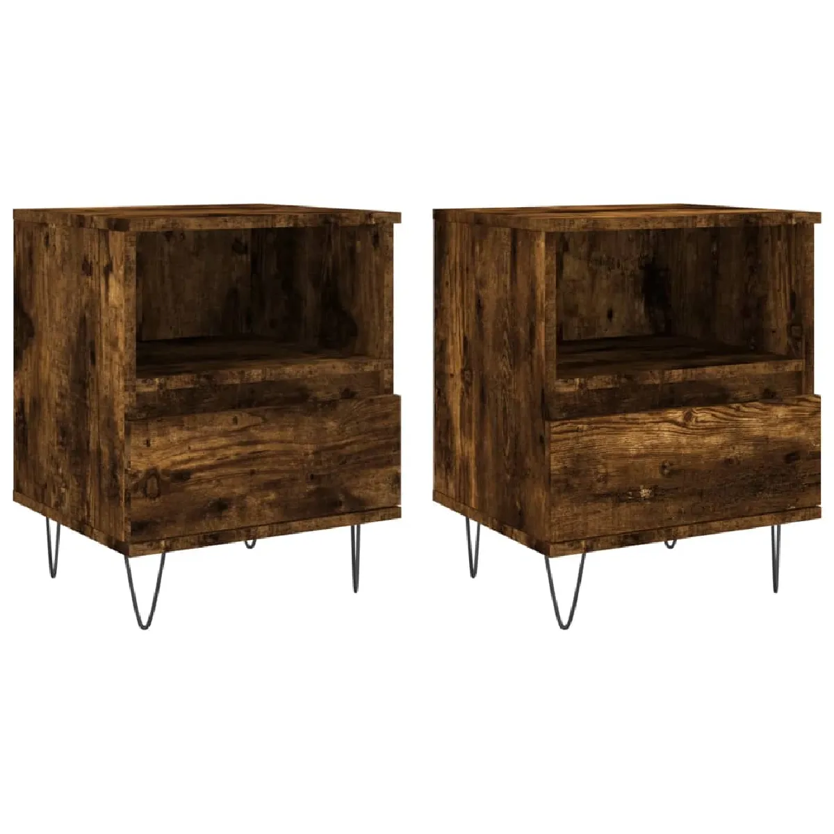 Lot De 2 Tables De Chevet Avec Compartiment Ouvert Et Tiroir 40 X 35 Dec035098