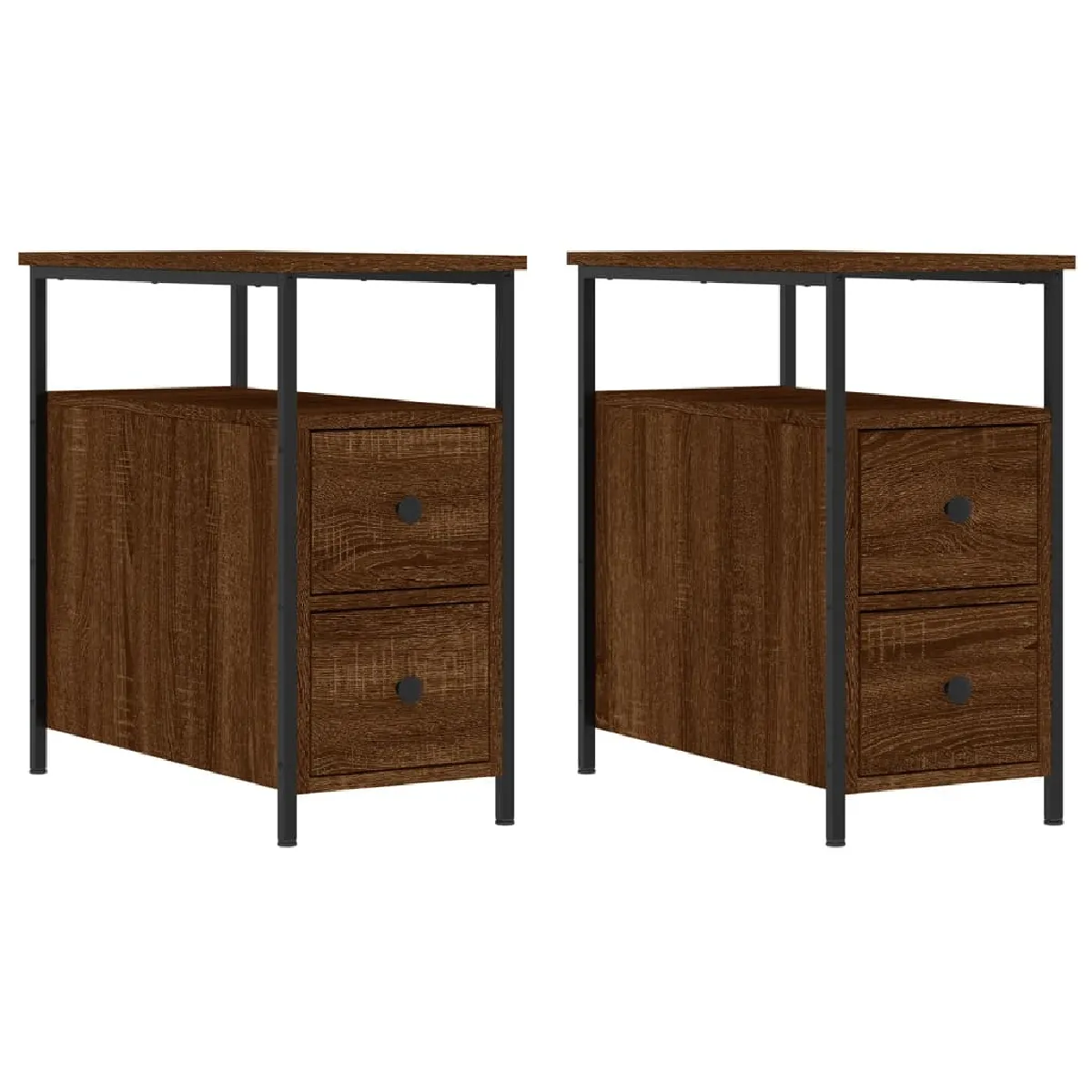 Lot De 2 Tables De Chevet Avec Tiroirs Et Étagère 30 X 60 X Dec035822