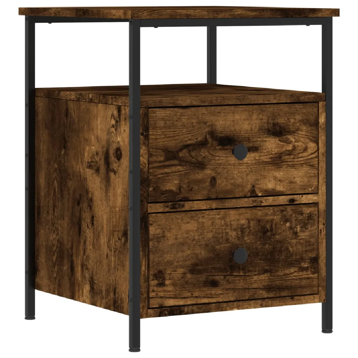 Table De Chevet Avec Deux Tiroirs Et Étagère 44 X 45 X 60 Cm Dec033651